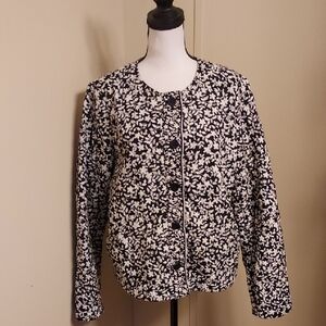 J. Jill Women's Black & Cream Floral Quilted Jacket